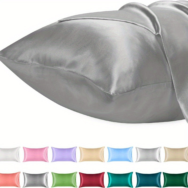 Silk-Like Satin Pillowcase Cooling Polyester Lightweight No-Print Gift