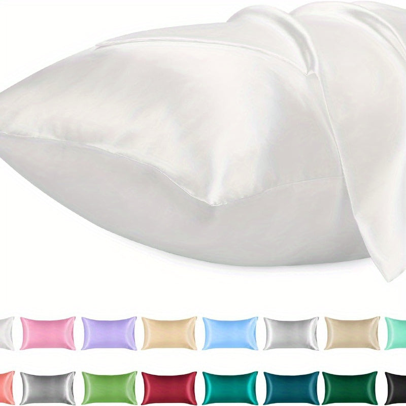 Silk-Like Satin Pillowcase Cooling Polyester Lightweight No-Print Gift