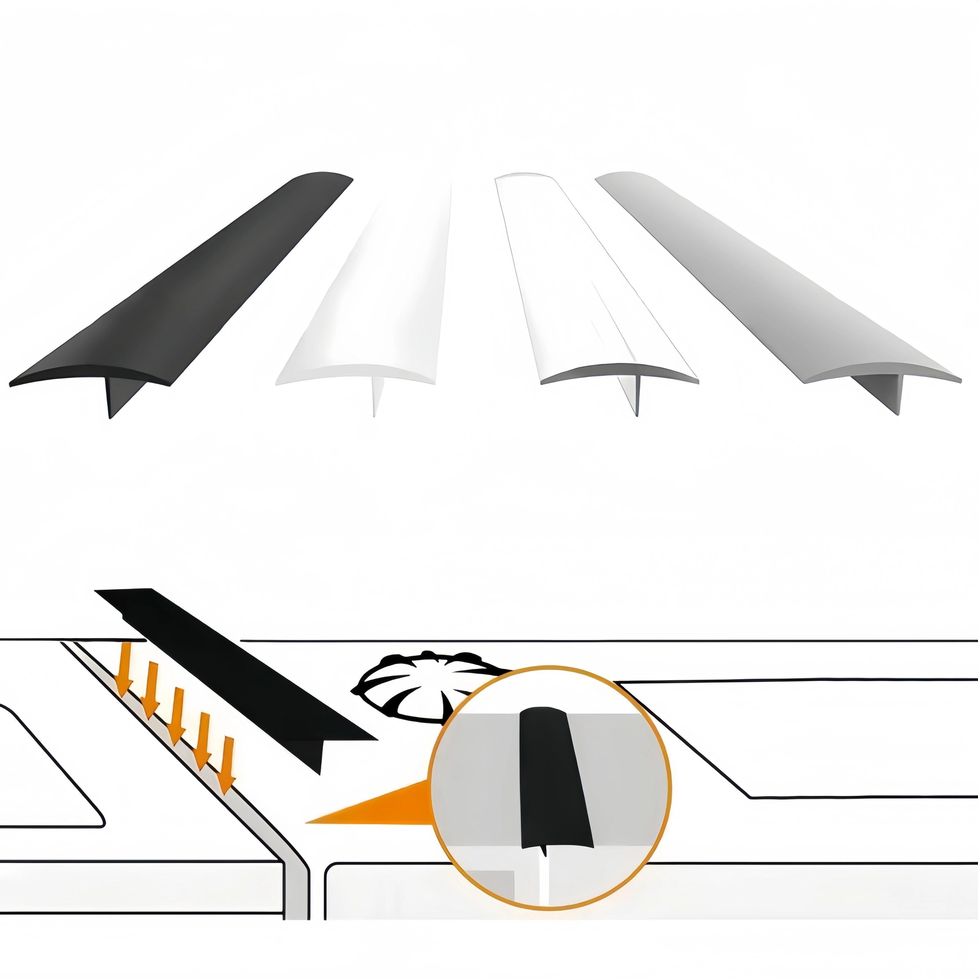 Однопроходной силиконовый заполнитель зазора между плитой и стеной, самоклеящийся и легко очищающийся.