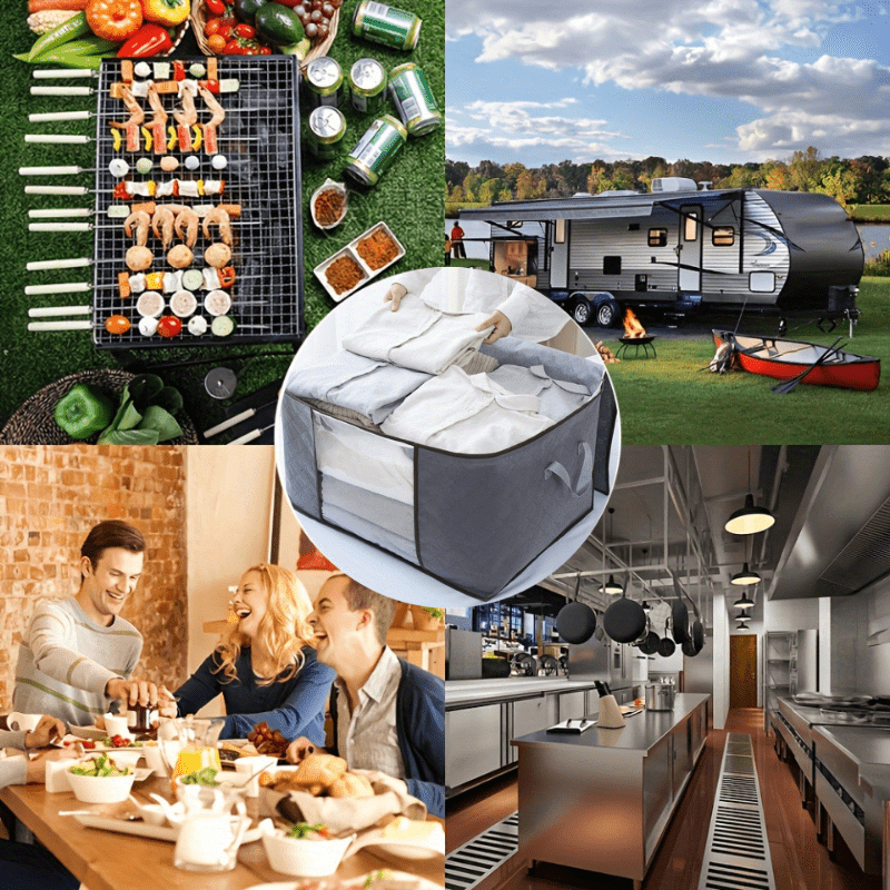 Mustahkam Katta Ochiq Zipperli Saqlash Sumkasi - Kiymishlar va Boshqalar uchun Qulay Portativ Tashkiliy, Kuchli To'qilgan Materialdan Yasalgan, Kiymishlar, Kir va Boshqalarni Saqlash uchun Mukammal