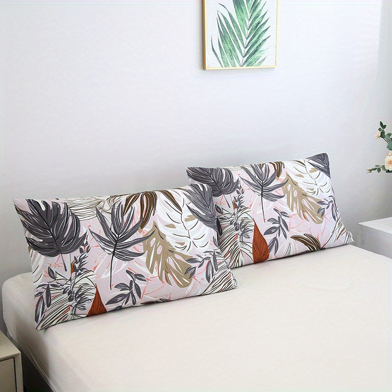 Two Piece Soft Brushed Pillowcases Floral Geometric Hypoallergenic Breathable