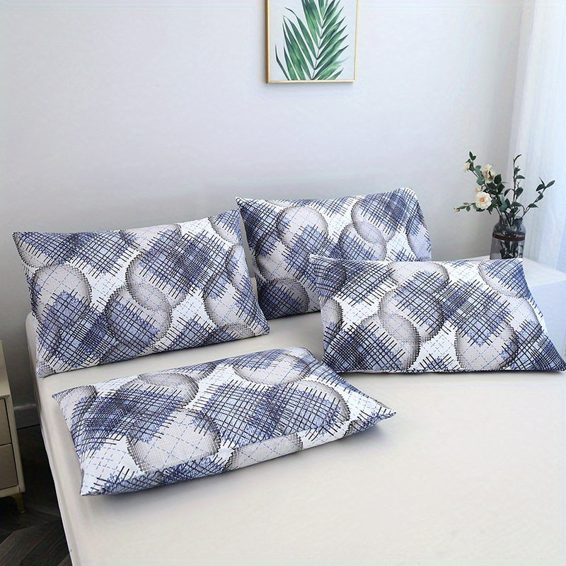 Two Piece Soft Brushed Pillowcases Floral Geometric Hypoallergenic Breathable