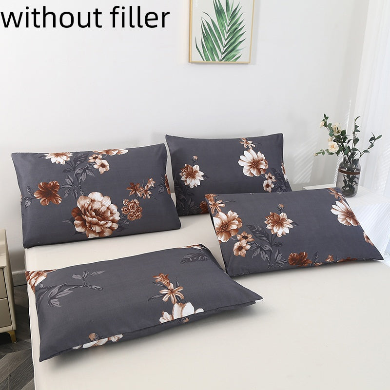 Luxurious Brushed Pillowcases Set with Floral and Geometric Designs, Soft and Skin-Friendly