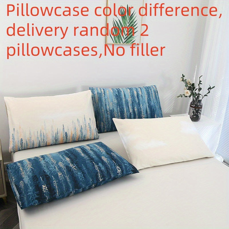 Luxurious Brushed Pillowcases Set with Floral and Geometric Designs, Soft and Skin-Friendly