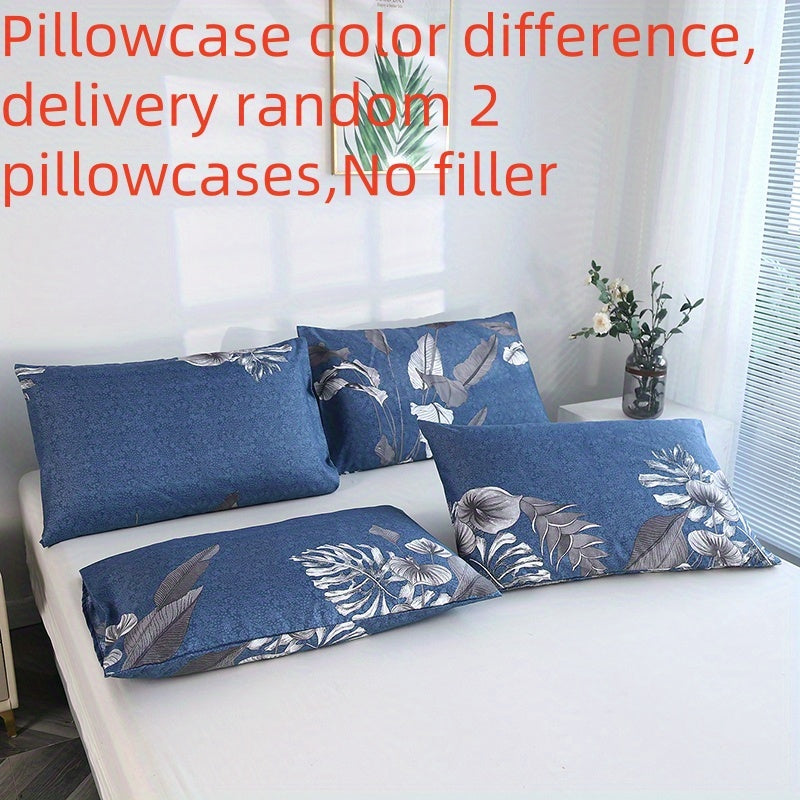 Luxurious Brushed Pillowcases Set with Floral and Geometric Designs, Soft and Skin-Friendly