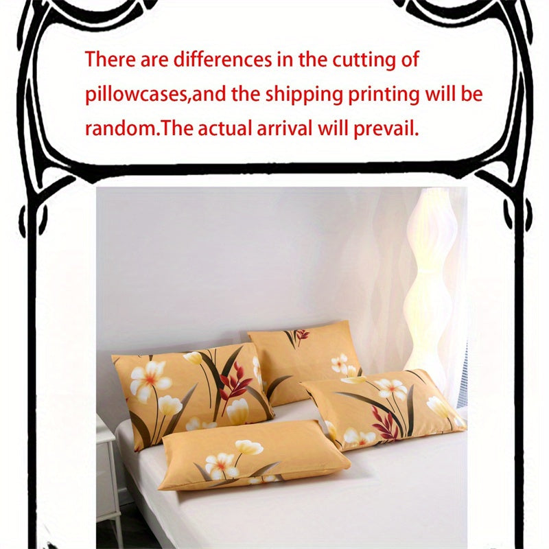 Set of Two Brushed Pillowcases with Floral and Geometric Patterns, Machine Washable
