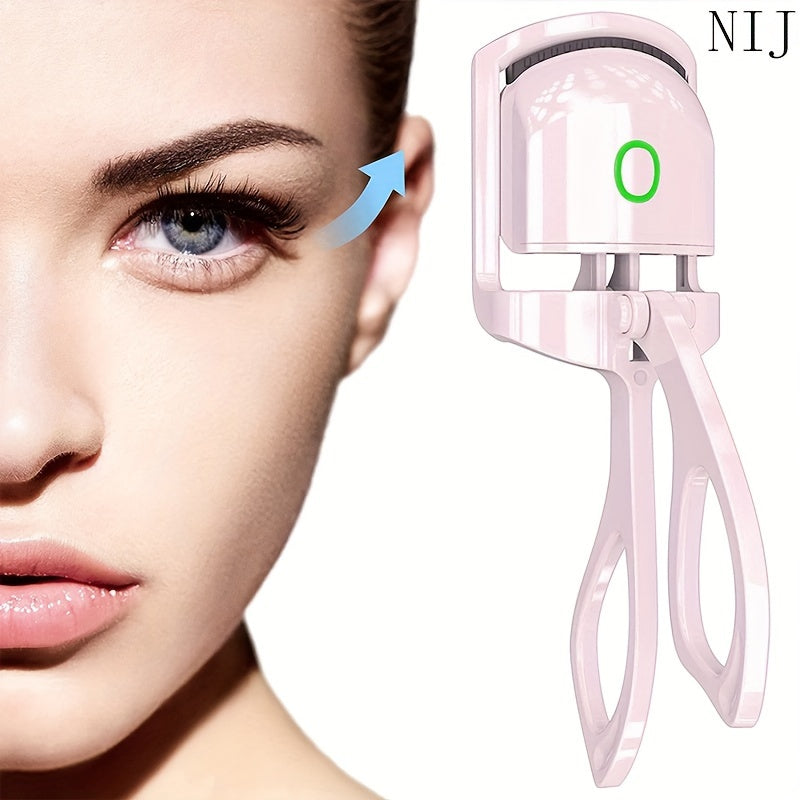 Rechargeable Electric Eyelash Curler White Pink Silicone Clip 10-Second Preheat