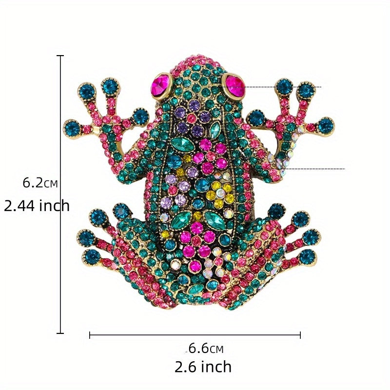 Retro Frog Brooch with Rhinestones Animal-Inspired Jewelry for Women and Men