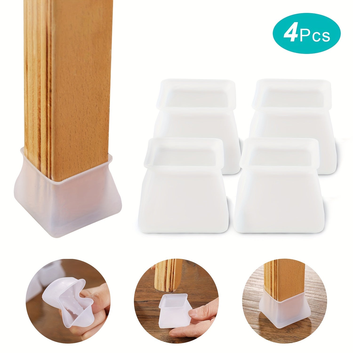 Silicone Chair Leg Protectors Set of 4 for Office Desk and Home Furniture