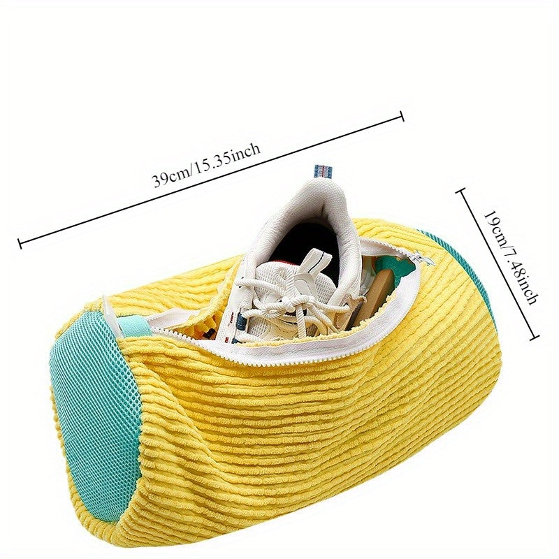 Bolsa de lavado para zapatos de poliéster con cremallera y correas elásticas para zapatos hasta la talla 45