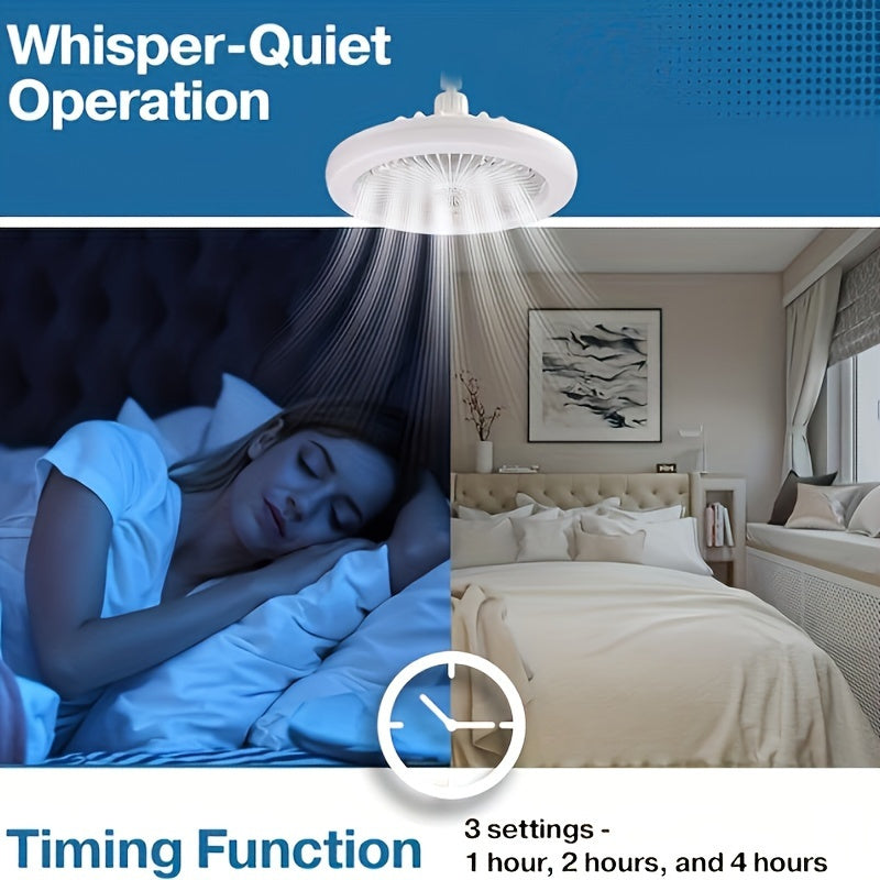 360° Ceiling Fan with Remote Control Dimmable LED Light 50W Three-Speed White