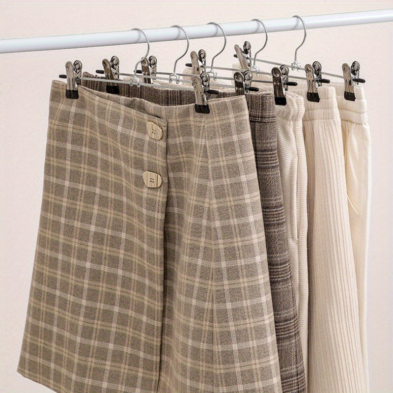 Metal Pants Hangers Pack of 5 Non-Slip Iron Clothing Organizers for Skirts and Trousers