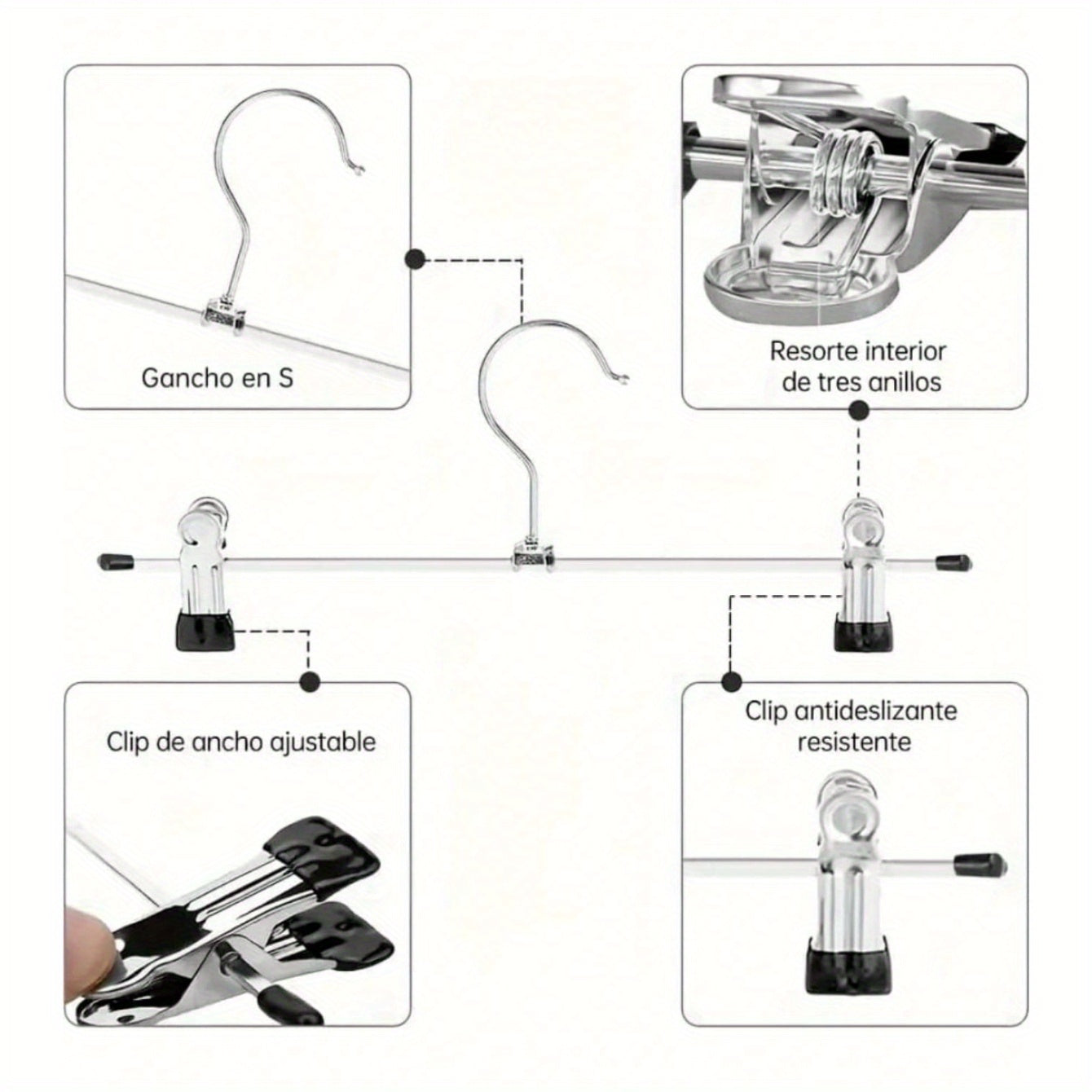 Metal Pants Hangers Pack of 5 Non-Slip Iron Clothing Organizers for Skirts and Trousers