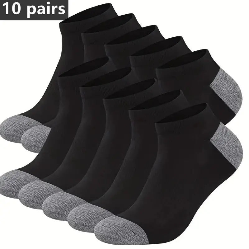 10 Pairs Men's Polyester Ankle Socks Breathable Sweat-Resistant All Seasons