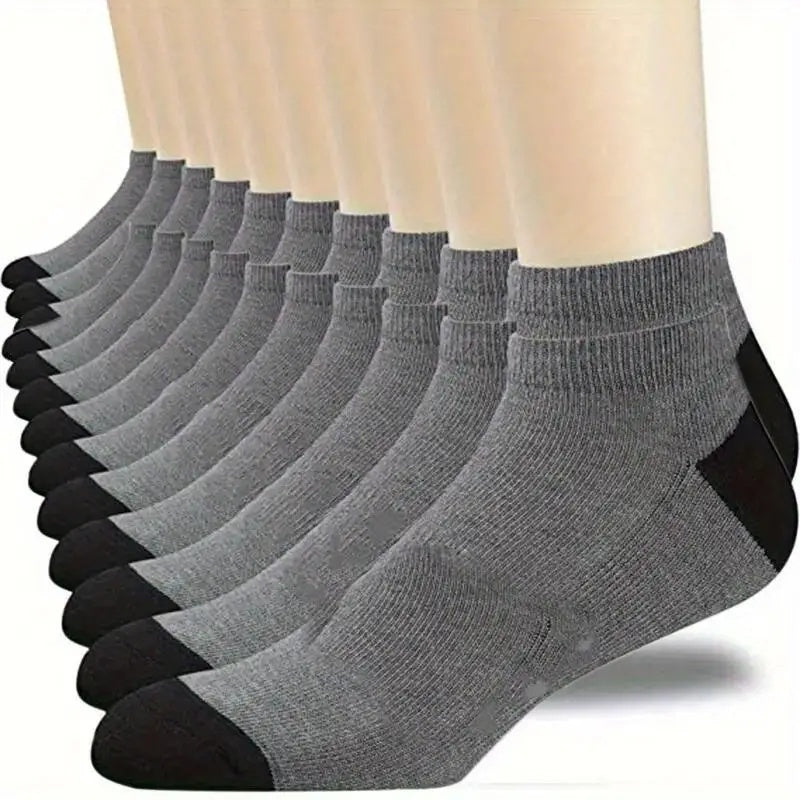 10 Pairs Men's Polyester Ankle Socks Breathable Sweat-Resistant All Seasons