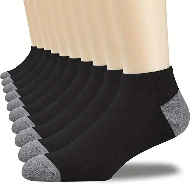 10 Pairs Men's Polyester Ankle Socks Breathable Sweat-Resistant All Seasons