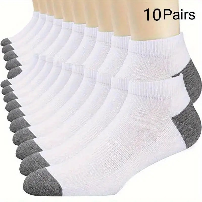 10 Pairs Men's Polyester Ankle Socks Breathable Sweat-Resistant All Seasons