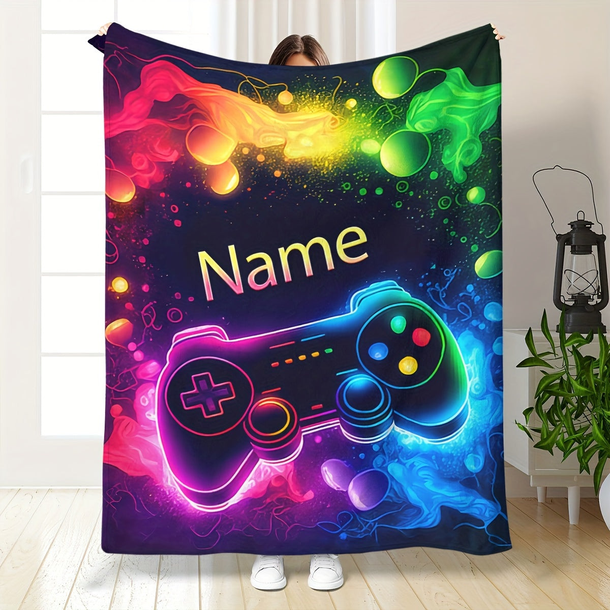 Customizable Gaming Controller Pattern Throw Blanket Flannel Soft Warm Lightweight
