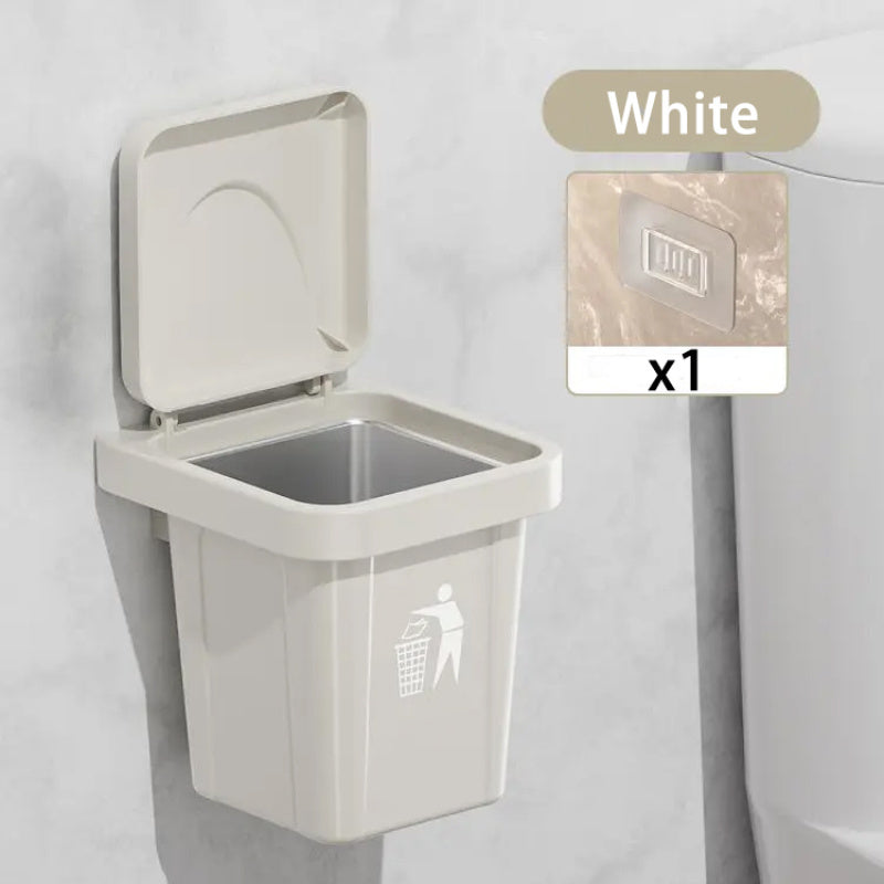 Green Stainless Steel Wall-Mounted Trash Can With Cover and Ashtray