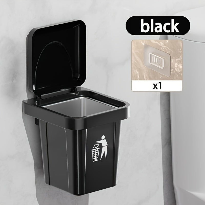 Green Stainless Steel Wall-Mounted Trash Can With Cover and Ashtray