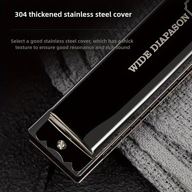 Губная гармошка с двойным рядом на 28 отверстий с латунными пластинами, полированным металлическим футляром для музыкантов и студентов