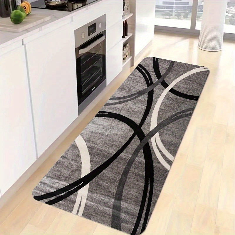 Alfombra de cocina gris antideslizante con acolchado duradero para hogares y espacios de vida