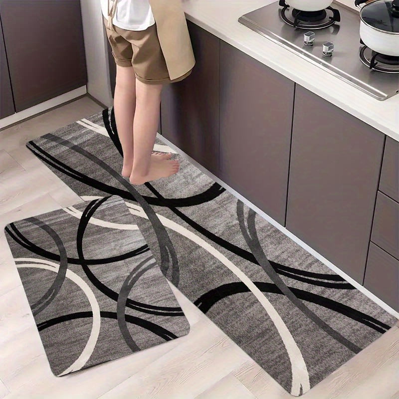 Alfombra de cocina gris antideslizante con acolchado duradero para hogares y espacios de vida