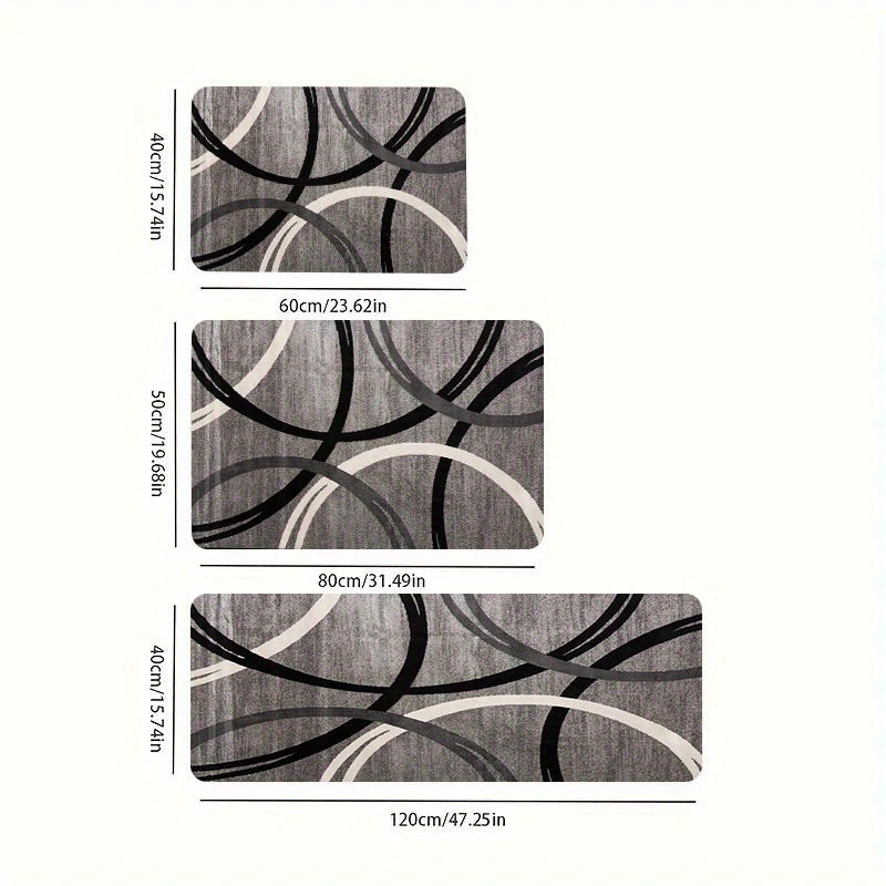 Alfombra de cocina gris antideslizante con acolchado duradero para hogares y espacios de vida