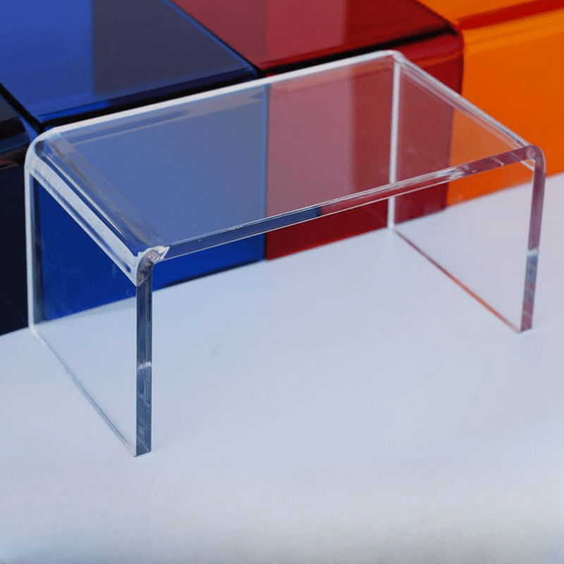 Transparent Acrylic Display Rack with Elevated U-Shaped Shelf for Cosmetics and Shoes