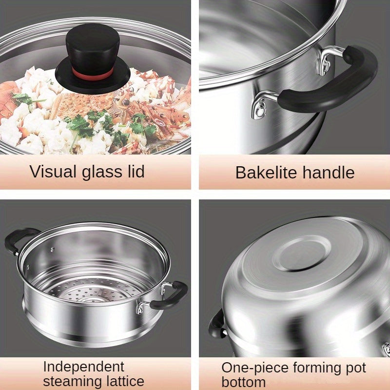 Stainless Steel Multi-Functional Cooking Pot for Soup Steaming Noodles and Boiling
