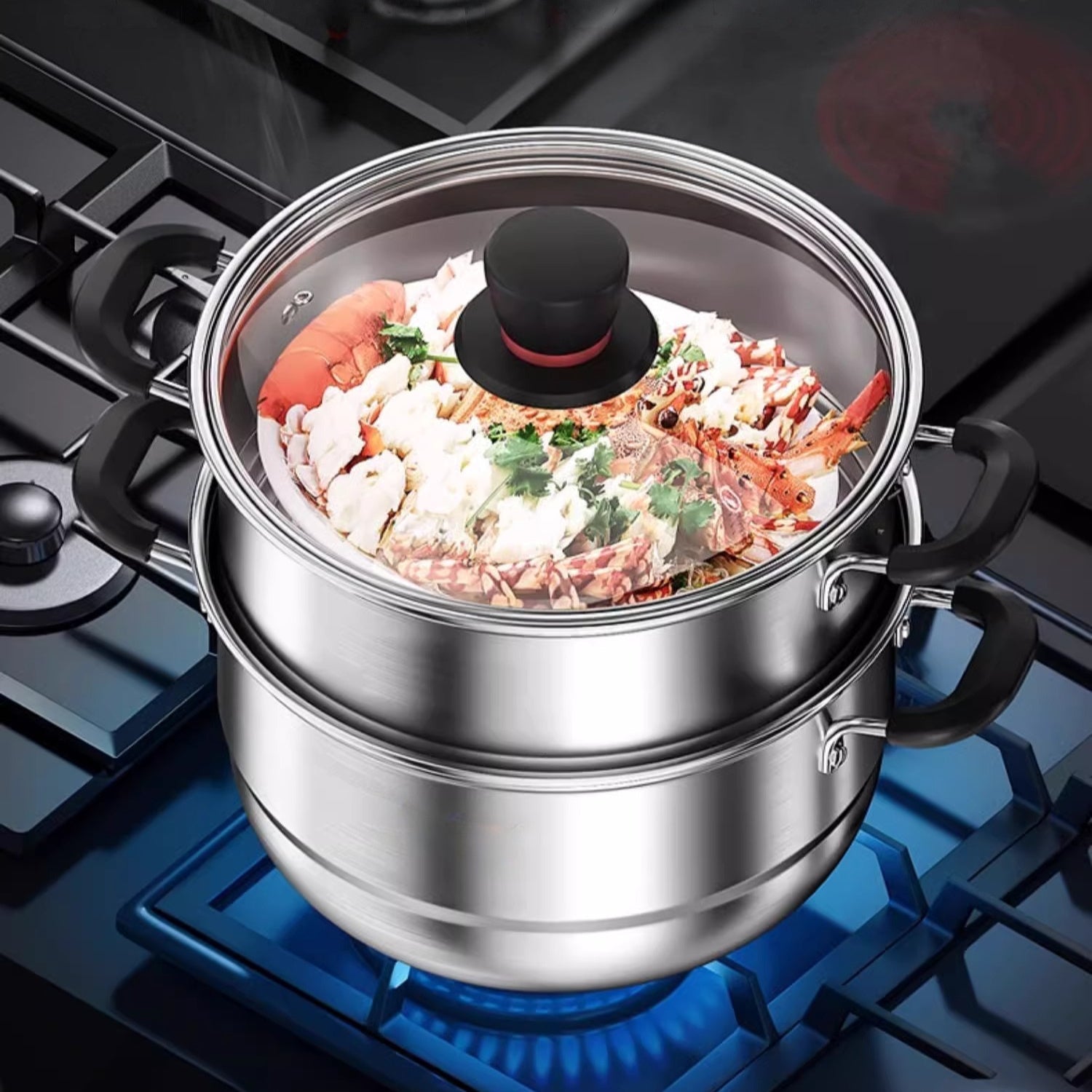 Stainless Steel Multi-Functional Cooking Pot for Soup Steaming Noodles and Boiling