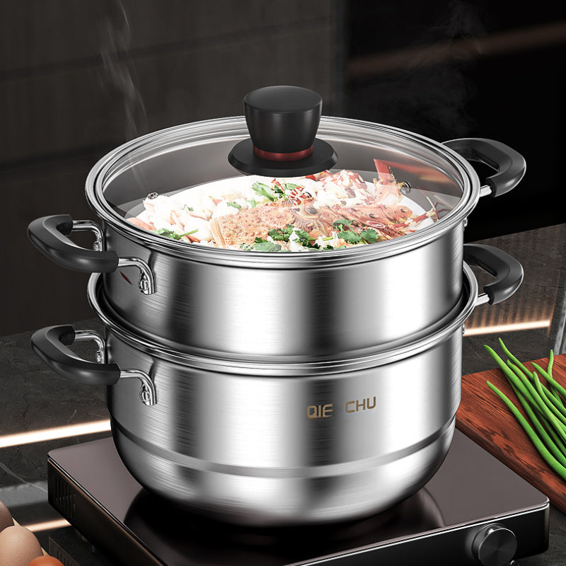 Stainless Steel Multi-Functional Cooking Pot for Soup Steaming Noodles and Boiling