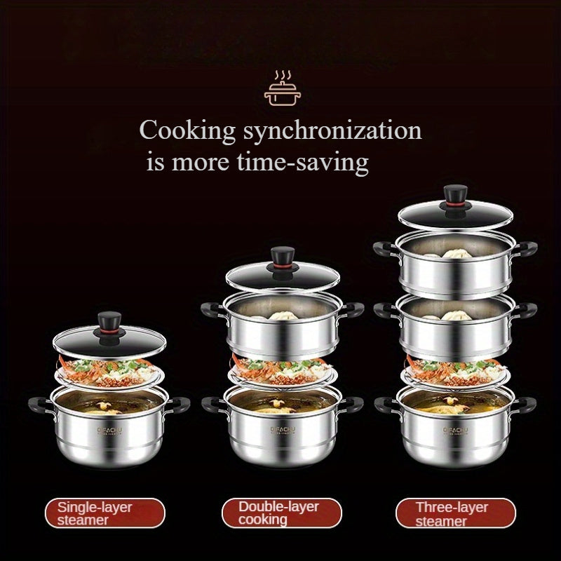 Stainless Steel Multi-Functional Cooking Pot for Soup Steaming Noodles and Boiling