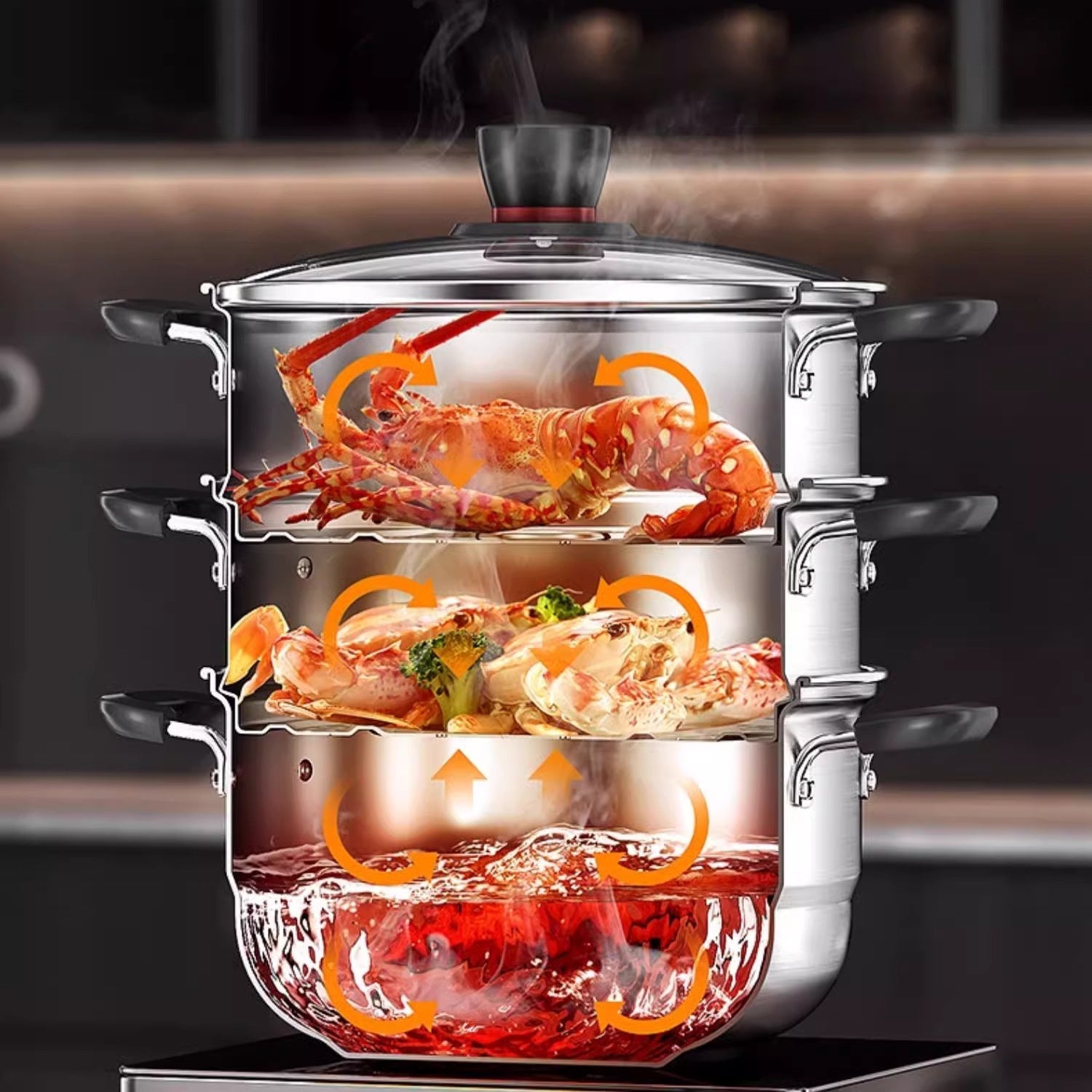 Stainless Steel Multi-Functional Cooking Pot for Soup Steaming Noodles and Boiling