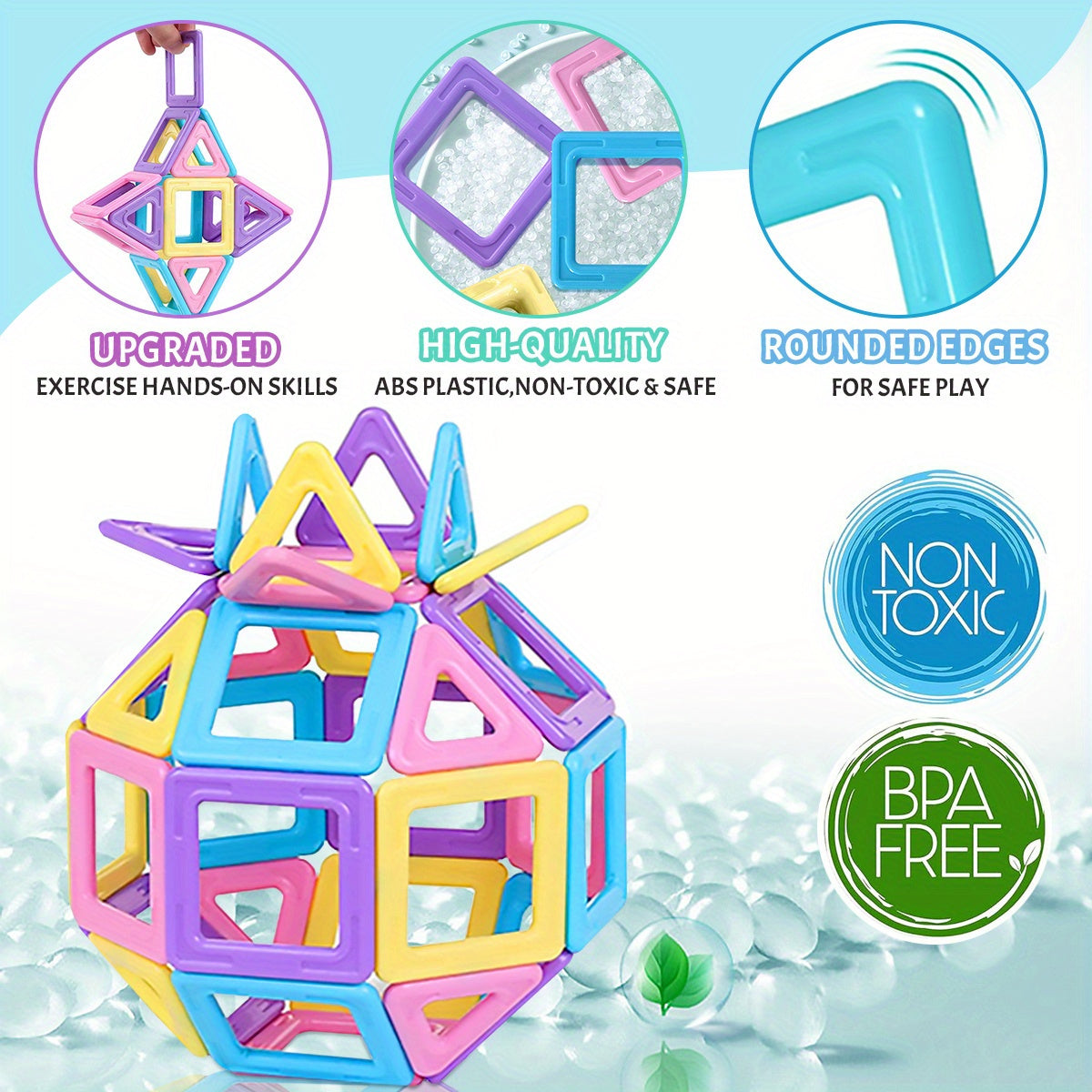 Large Magnetic Construction Set for Children Age 3 Plus Macaron-Shaped Building Toys in Mixed Colors