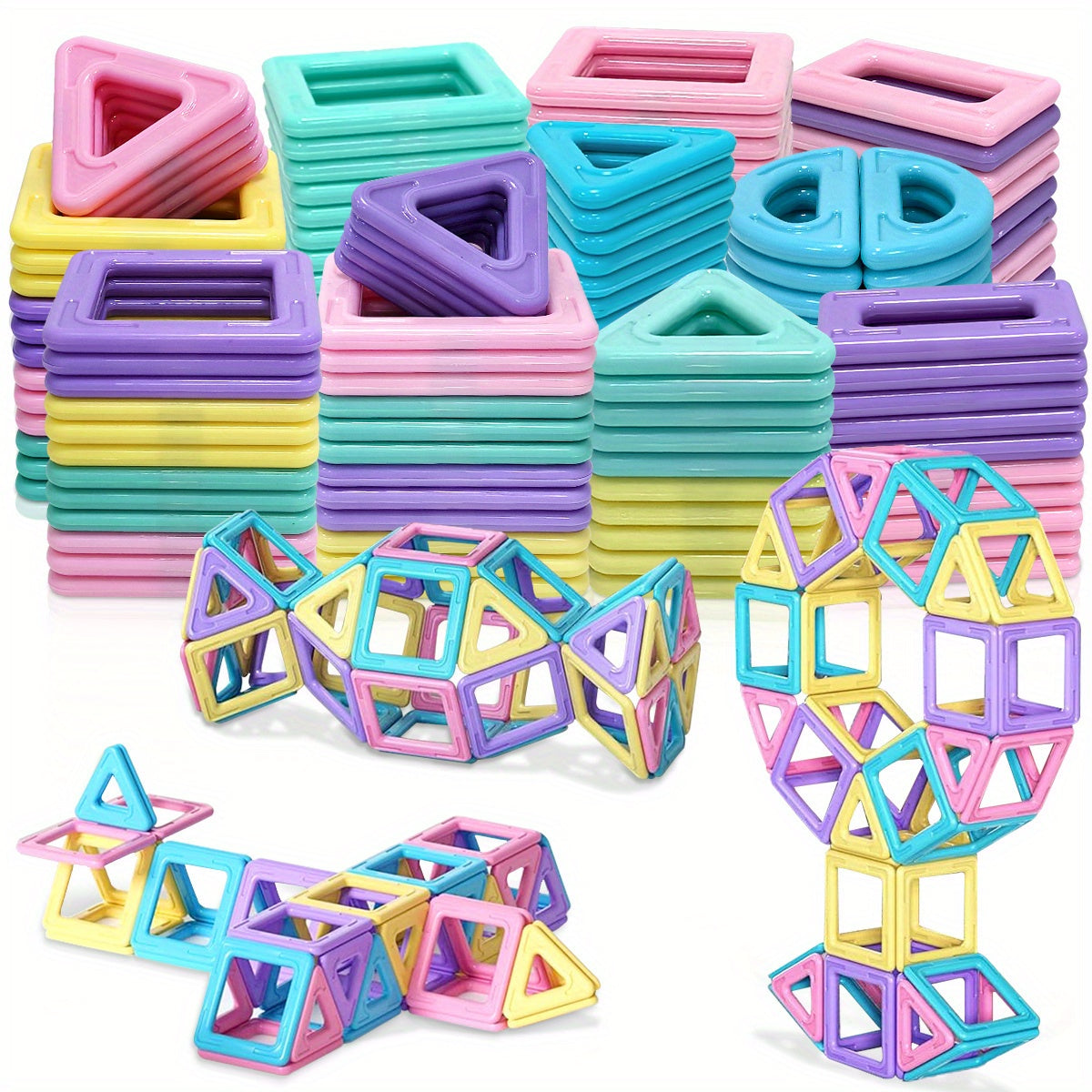 Large Magnetic Construction Set for Children Age 3 Plus Macaron-Shaped Building Toys in Mixed Colors