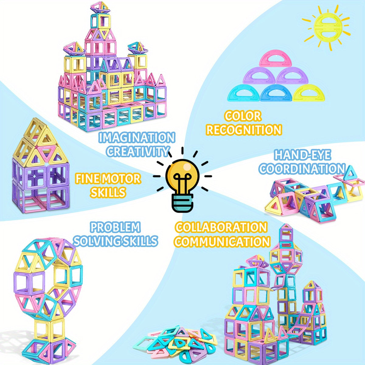 Large Magnetic Construction Set for Children Age 3 Plus Macaron-Shaped Building Toys in Mixed Colors