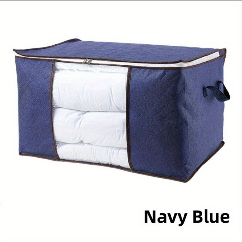 Extra-Large Foldable Storage Bag with Reinforced Handles for Comforters Blankets Bedding Durable Thick Fabric Clear Window Sturdy Zipper