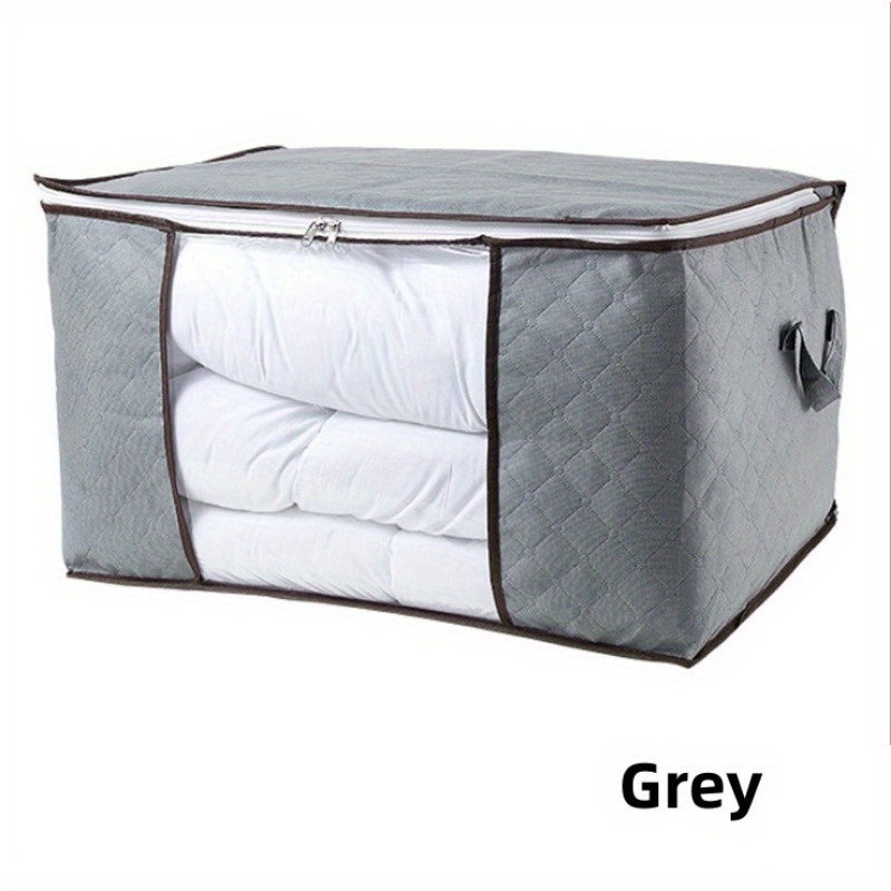 Extra-Large Foldable Storage Bag with Reinforced Handles for Comforters Blankets Bedding Durable Thick Fabric Clear Window Sturdy Zipper
