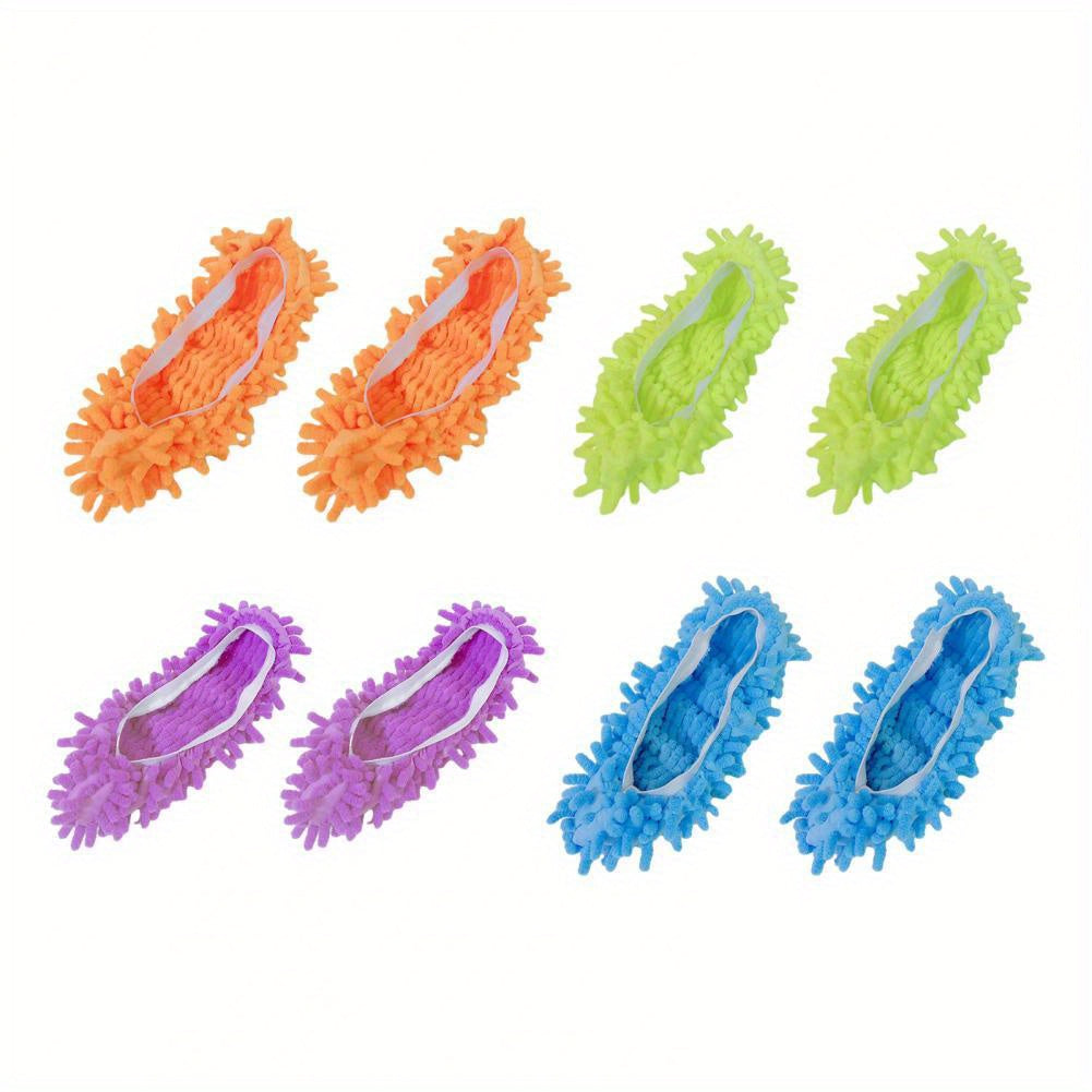 2 ta yumshoq qayta ishlatiladigan mopp poyabzal to'plami, mato poyabzal qoplamalari bilan, yuviladigan chang tozalash va tozalash poyabzallari uy pollari uchun