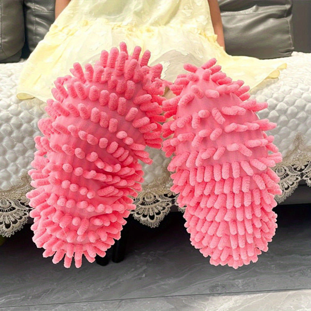 2 ta yumshoq qayta ishlatiladigan mopp poyabzal to'plami, mato poyabzal qoplamalari bilan, yuviladigan chang tozalash va tozalash poyabzallari uy pollari uchun