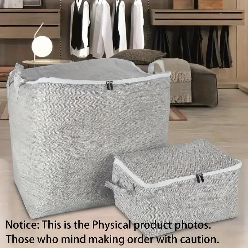 Grey Non-Woven Fabric Storage Box with Handles for Closet and Home Organization