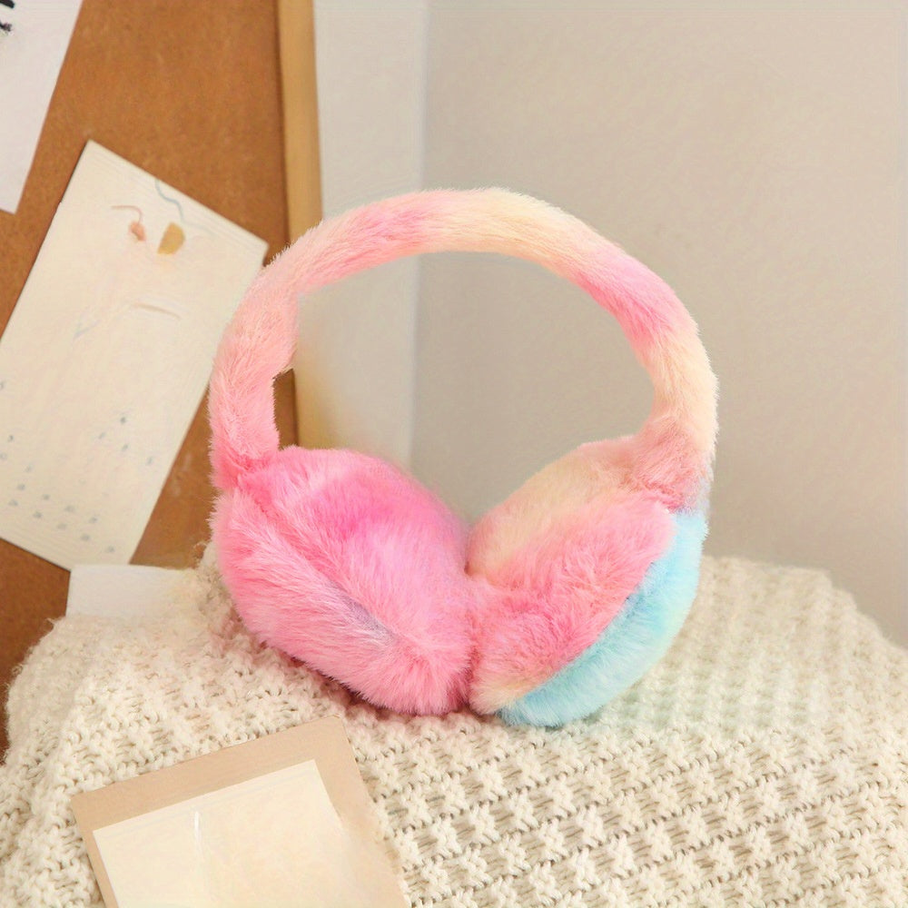 Winter Ear Warmers for Women Y2K Colorful Faux Rabbit Fur Candy Colors