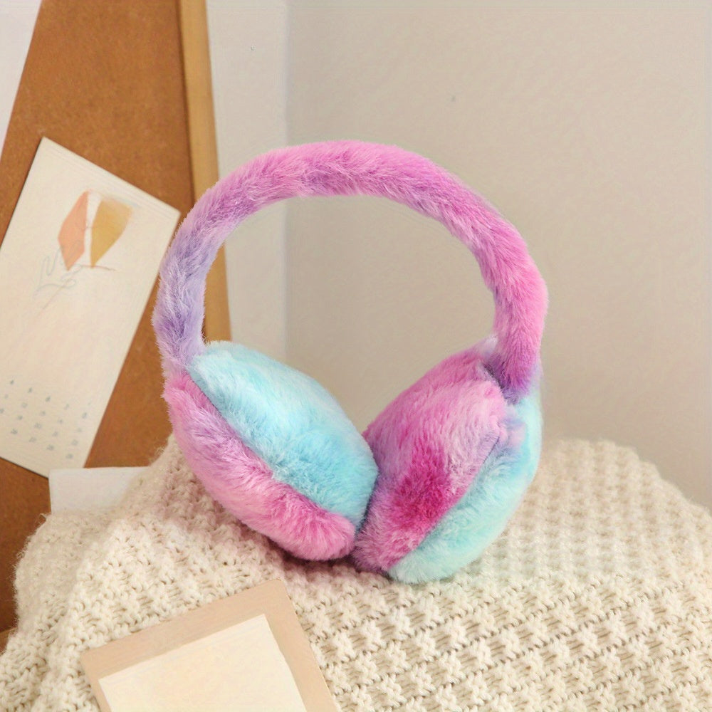 Winter Ear Warmers for Women Y2K Colorful Faux Rabbit Fur Candy Colors