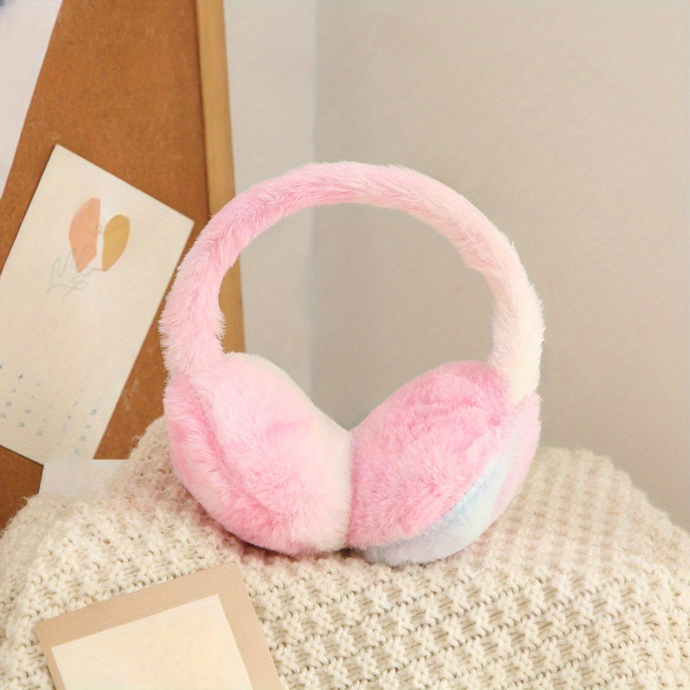 Winter Ear Warmers for Women Y2K Colorful Faux Rabbit Fur Candy Colors