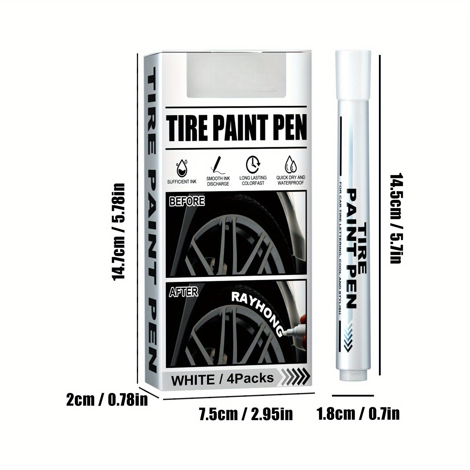 Precision Tire Marking Pen Fine Tip for Auto Personalization Graffiti Art