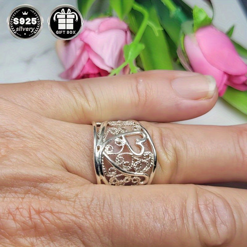 Sterling Silver Ring Collection with Filigree Cigar Band Heart-Shaped Wide Band and Bohemian Style
