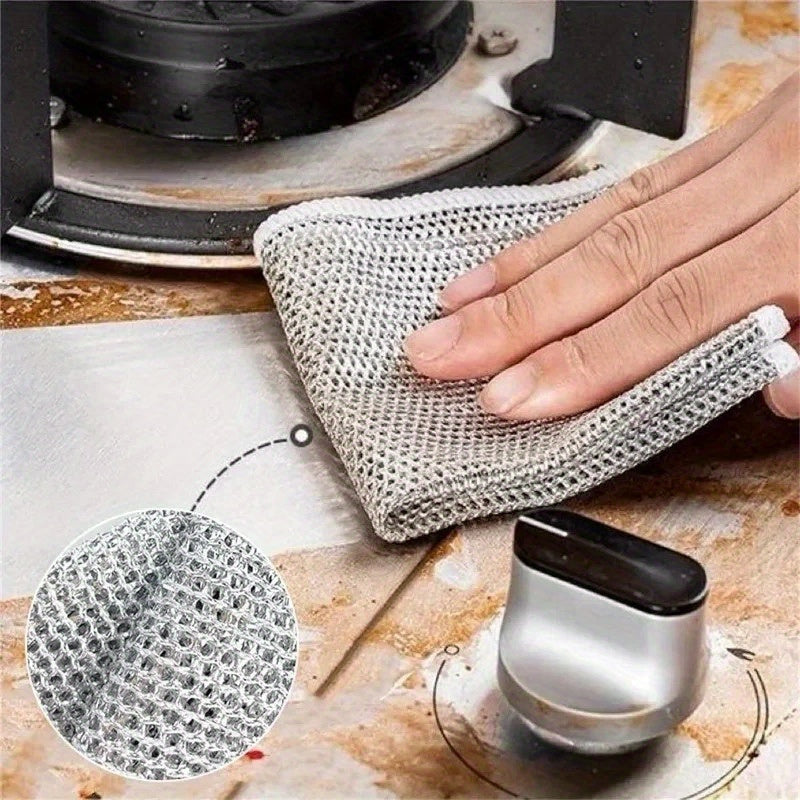 30-Pack Reusable Microfiber Steel Wire Scrubbing Pads for Kitchen Cleaning