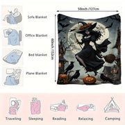 Witch Moonlight Black Flannel Fleece Blanket for Adults and Kids