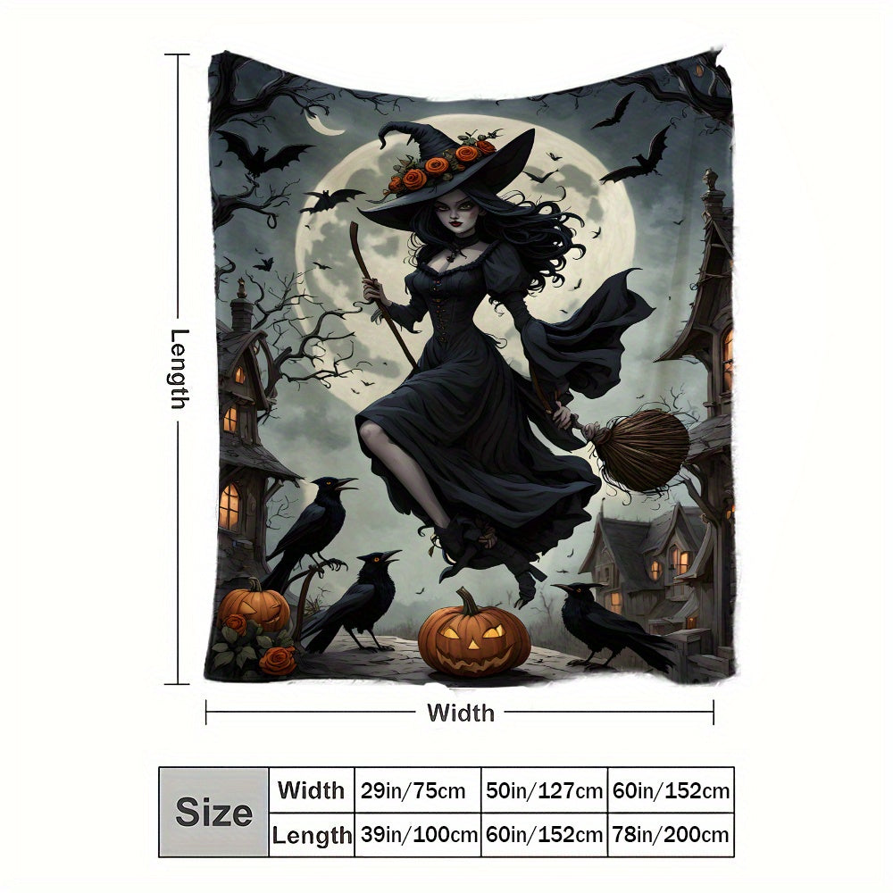 Witch Moonlight Black Flannel Fleece Blanket for Adults and Kids